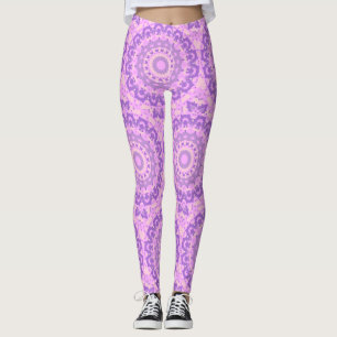 Pink Abstract Yoga Zen Flowers Pattern Leggings