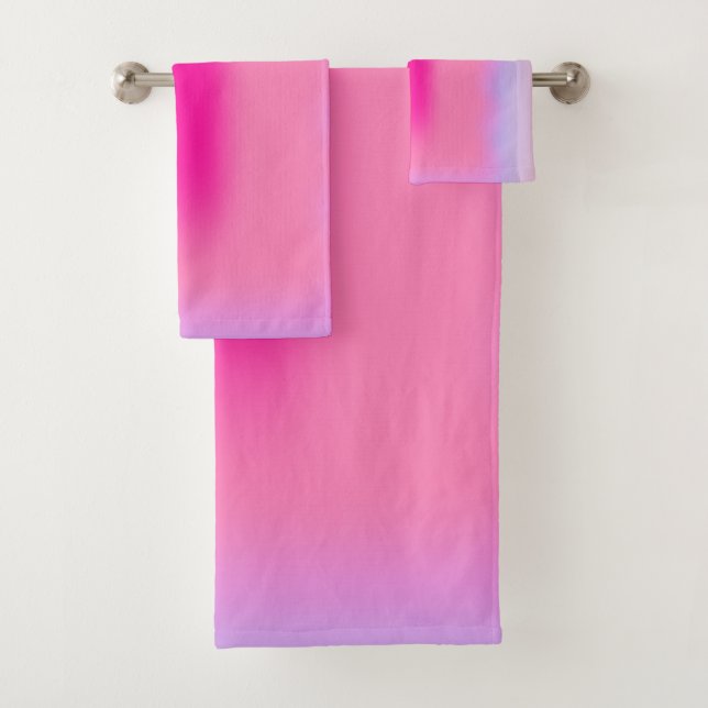 Pink Abstraction Gradient Bath Towel Set (Insitu)