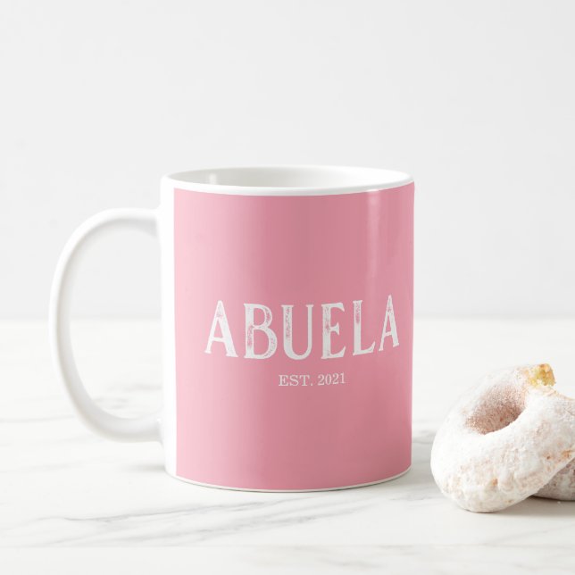 Pink Abuela Year Established Coffee Mug (With Donut)