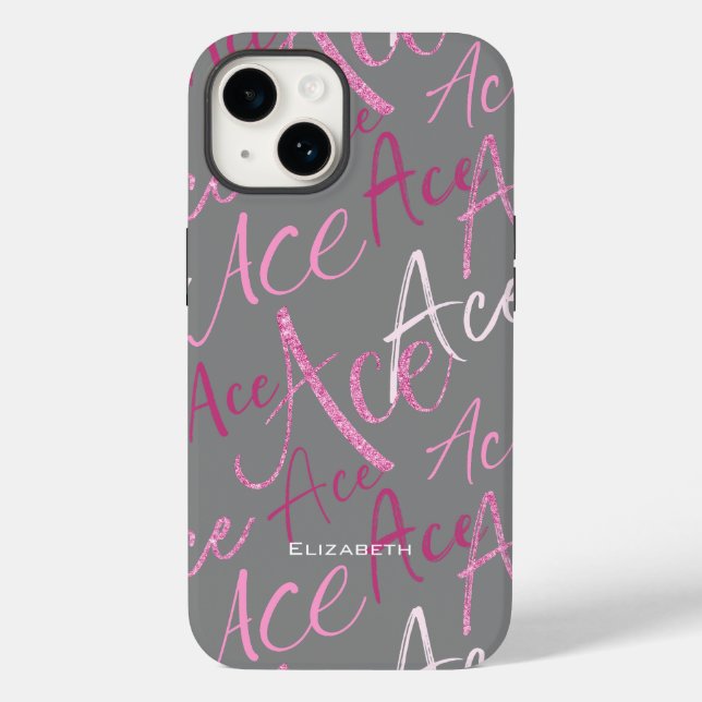 pink ace text pattern girl's volleyball Case-Mate iPhone case (Back)