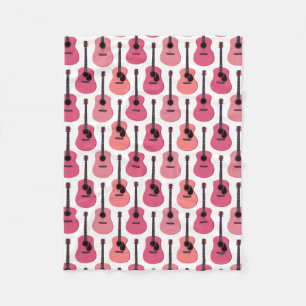 Pink Acoustic Guitars Pattern Fleece Blanket