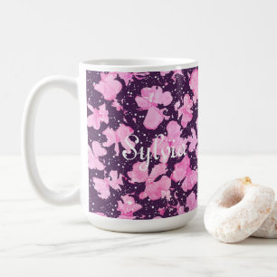 Pink Acrylic Paint Flower Petals Coffee Mug