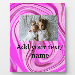 Pink acrylic pour marble add your text photo thro plaque