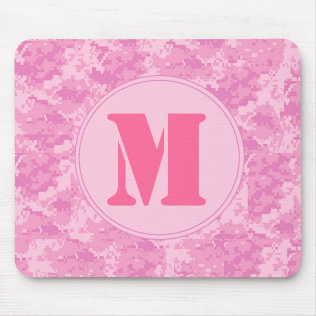 Pink ACU Camo Camouflag Monogram Initial Mouse Pad (Front)