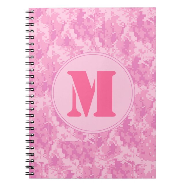 Pink ACU Camo Camouflag Monogram Initial Note Book (Front)