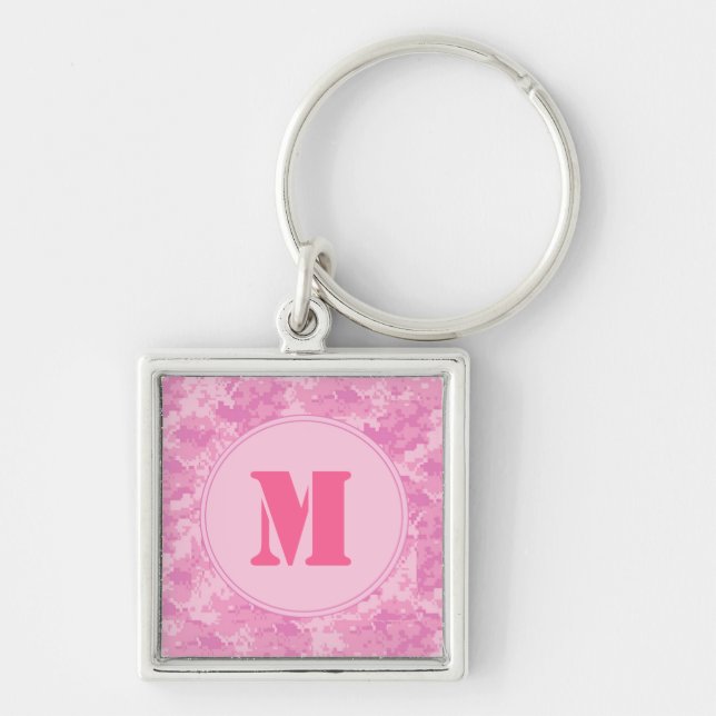 Pink ACU Camo Camouflage Girly Monogram Key Chain (Front)