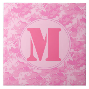 Pink ACU Camo Camouflage Monogram Display Tile