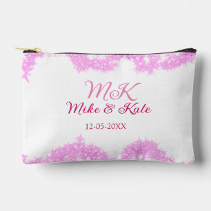 Pink add couple name date monogram glitter sparkle accessory pouch