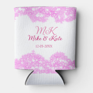 Pink add couple name date monogram glitter sparkle can cooler
