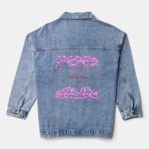 Pink add couple name date monogram glitter sparkle denim jacket
