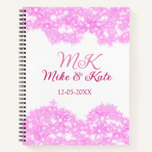 Pink add couple name date monogram glitter sparkle notebook