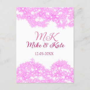 Pink add couple name date monogram glitter sparkle postcard