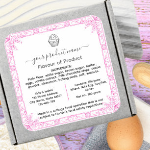 Pink Add Your Logo FLORIDA Cottage Food Law Label