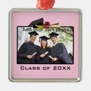 Pink Add your Photo / Year Graduation Metal Tree Decoration