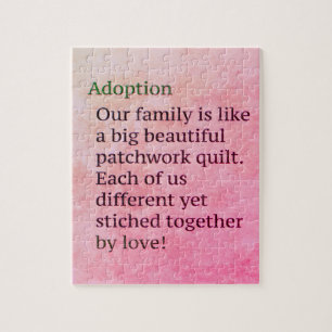 Pink Adoption is a Patchwork Adoption Gift Jigsaw Puzzle