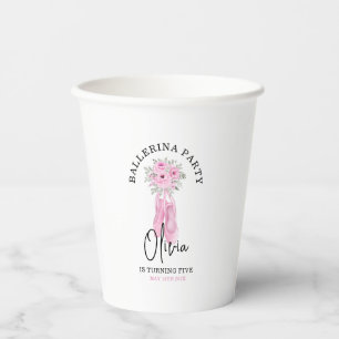Pink Adorable Ballerina Birthday Party Paper Cups