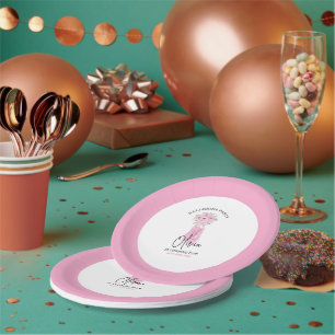 Pink Adorable Ballerina Birthday Party Paper Plate