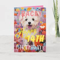 Pink Adorable Dog Happy Birthday