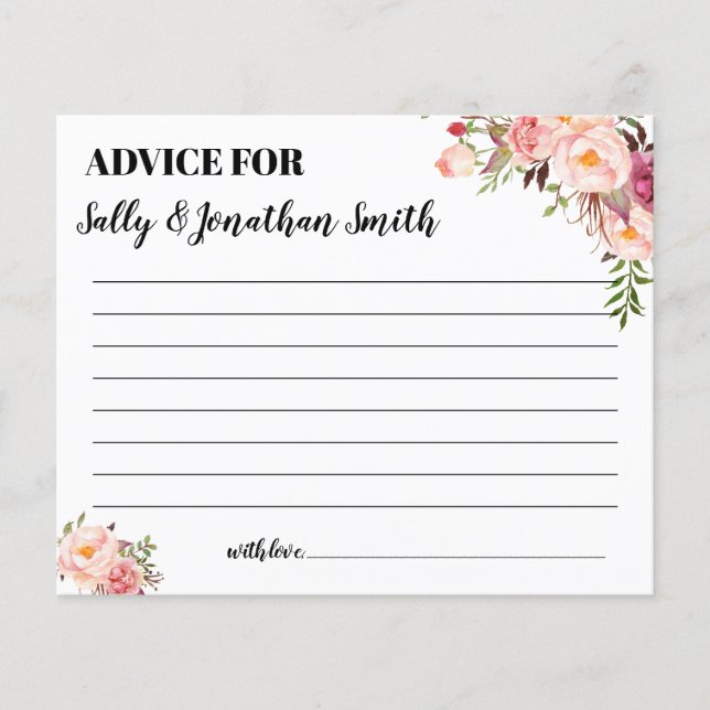 Pink Advice for mum and dad shower bilingual card (Front)