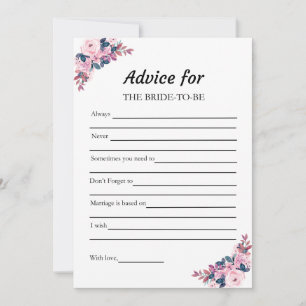 Pink Advice for the Bride Bridal Shower Game Card 