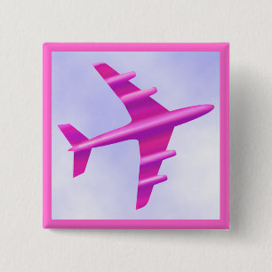 Pink Aeroplane 15 Cm Square Badge