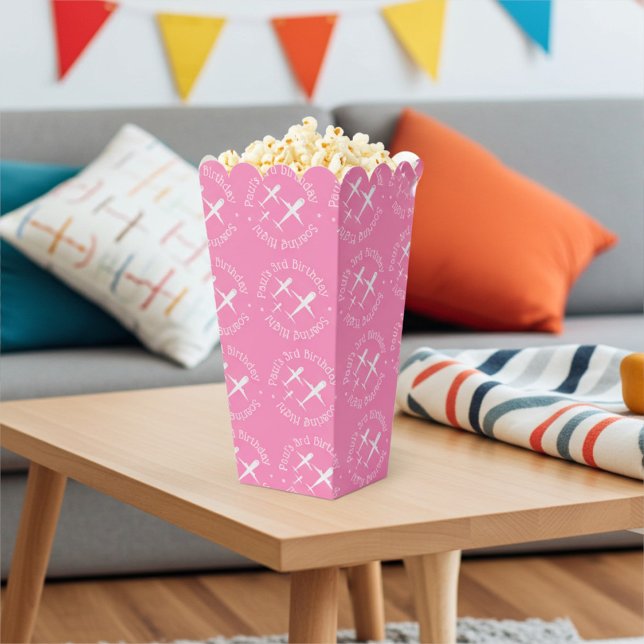 Pink Aeroplane Party Theme Popcorn Favour Boxes (Creator Uploaded)