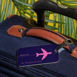 Pink Aeroplane Travel Luggage Tag
