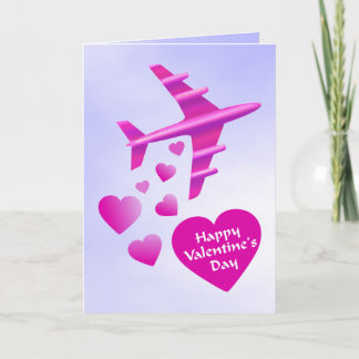 Pink Aeroplane Valentine Holiday Card