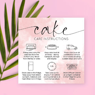 Pink Aesthetic Cake Care Card Elegant Watercolor