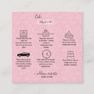 Pink Aesthetic Cake Care Square Business Card