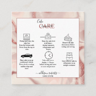 Pink Aesthetic Cake Care Square Business Card