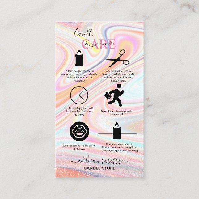 Pink Aesthetic Candle Care  Business Card (Front)