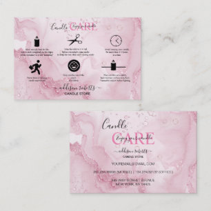 Pink Aesthetic Candle Care Square Business Card