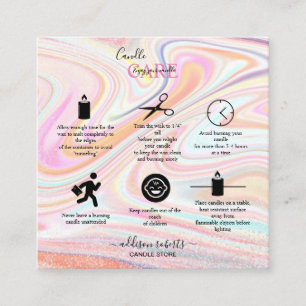 Pink Aesthetic Candle Care Square Business Card