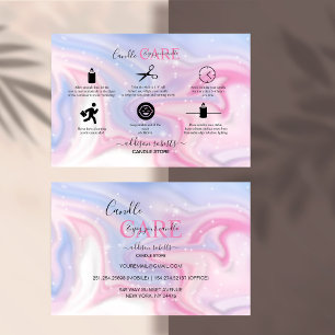 Pink Aesthetic Candle Care Square Business Card