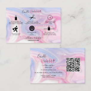 Pink Aesthetic Candle Care Square Business Card