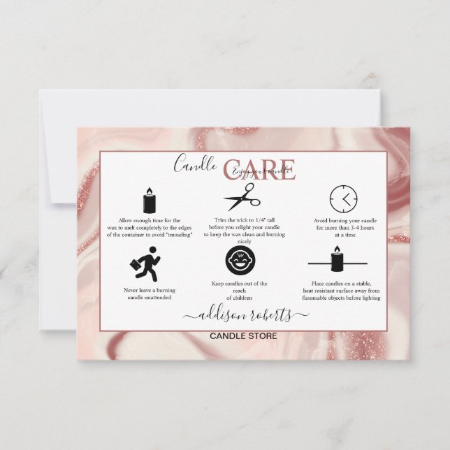 Pink Aesthetic Candle Care  Thank You Card (Front)