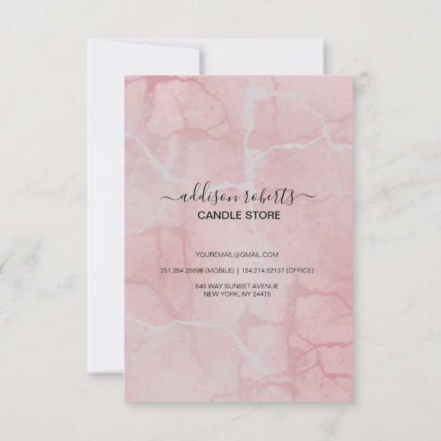 Pink Aesthetic Candle Care   Thank You Card (Back)