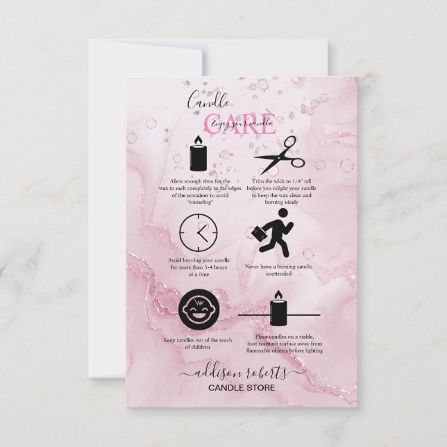 Pink Aesthetic Candle Care   Thank You Card (Front)