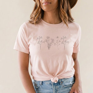 pink Aesthetic Flower wildflowers for plant lover T-Shirt