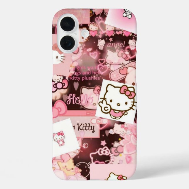 Pink Aesthetic Hello Kitty iPhone 16 Plus Case (Back)