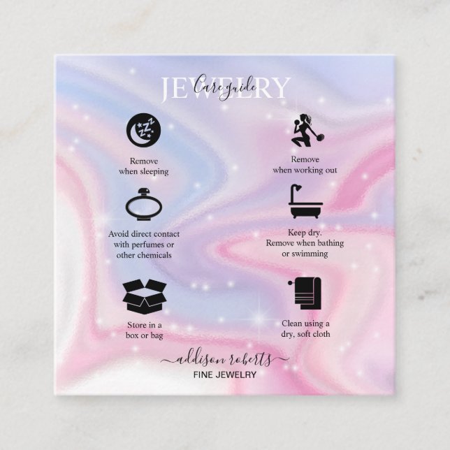 Pink Aesthetic Jewellery Care  Business Card (Front)
