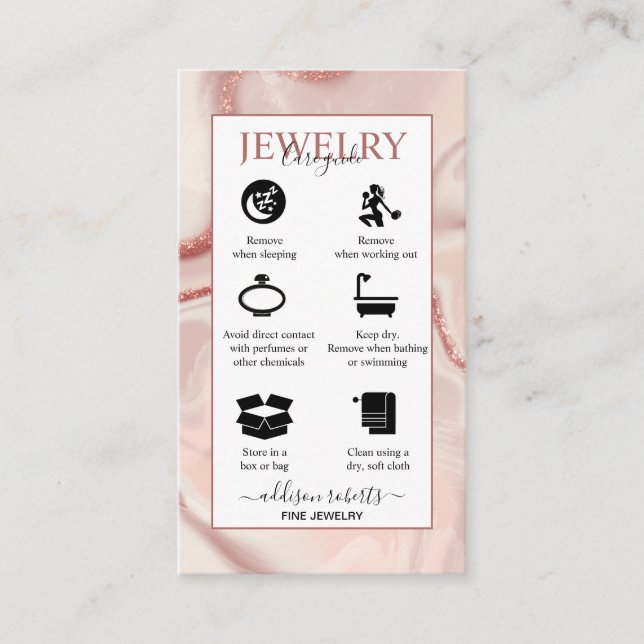 Pink Aesthetic Jewellery Care  Business Card (Front)