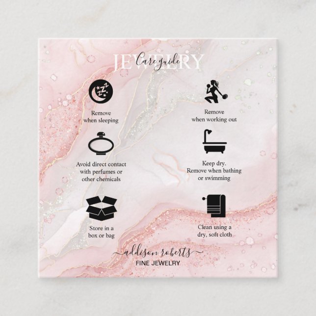 Pink Aesthetic Jewellery Care  Business Card (Front)