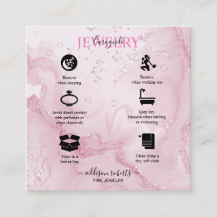 Pink Aesthetic Jewellery Care Square Business Card