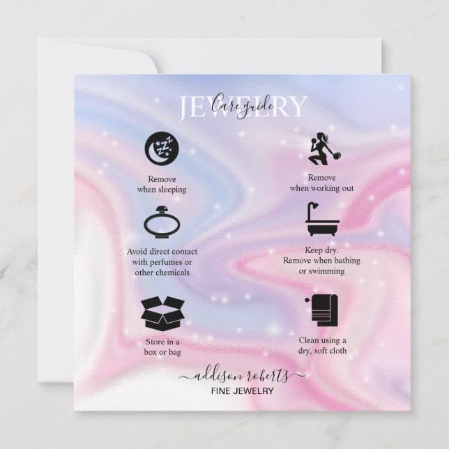 Pink Aesthetic Jewellery Care   Thank You Card (Front)