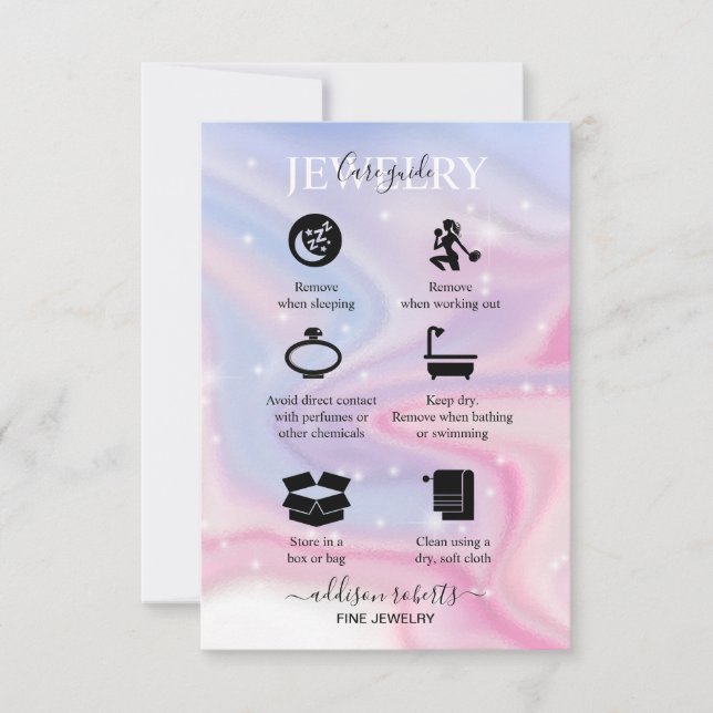 Pink Aesthetic Jewellery Care   Thank You Card (Front)
