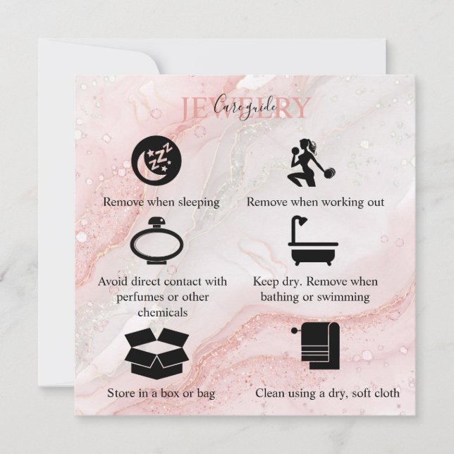 Pink Aesthetic Jewellery Care   Thank You Card (Front)