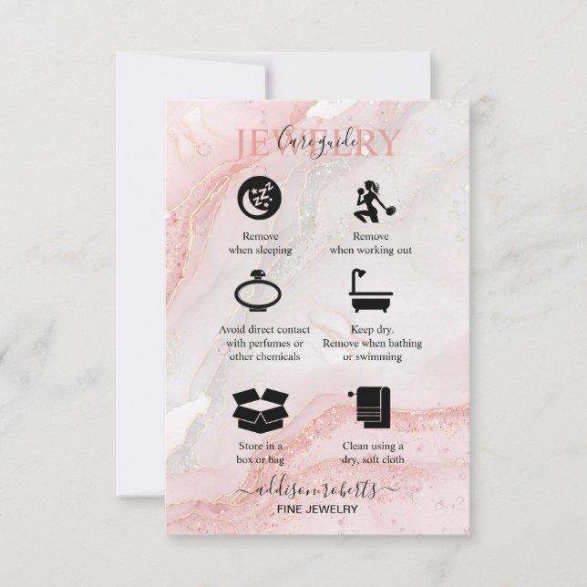 Pink Aesthetic Jewellery Care   Thank You Card (Front)
