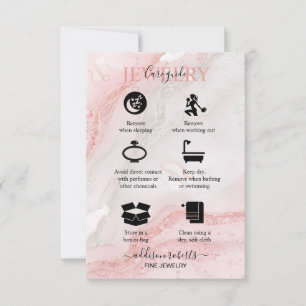 Pink Aesthetic Jewellery Care   Thank You Card